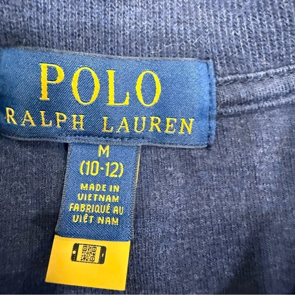 Ralph Lauren Boys 2 PCs Set Blue Snowflake 1/4 Zip Sweater & Plaid Shirt M 10-12